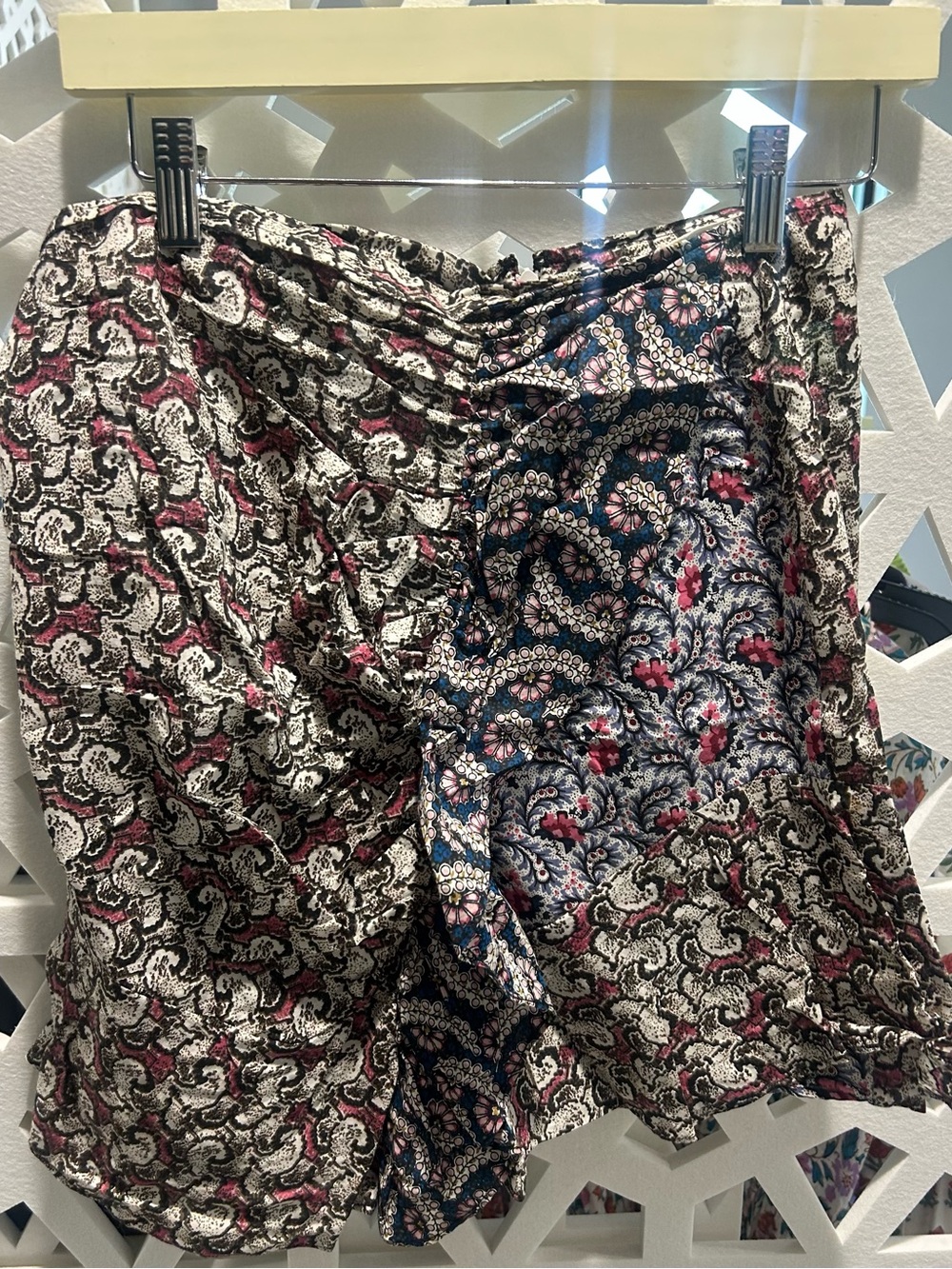Isabel Marant Mixed Print Mini Skirt in Black, Cream & Pink